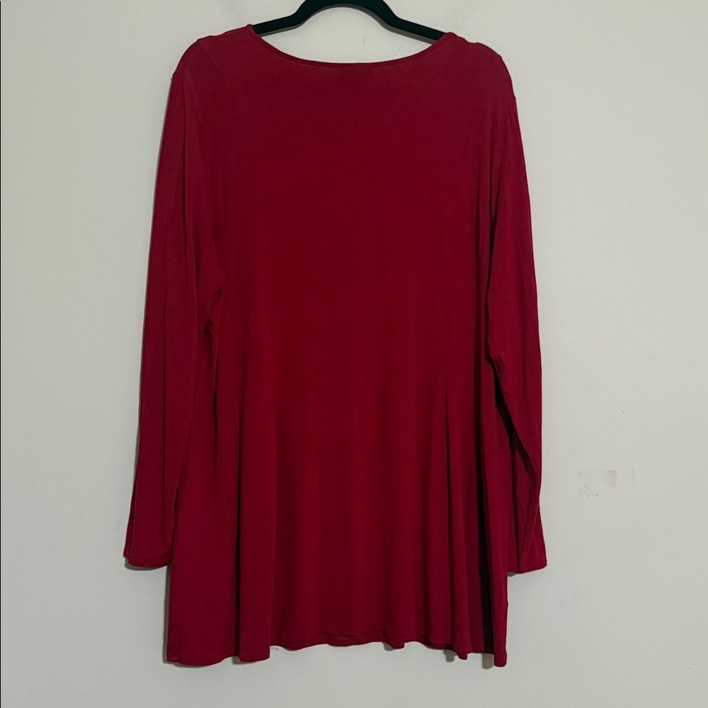 J. Jill Red Long Sleeve Top blouse women XL soft stretchy casual office soft - Picture 7 of 7